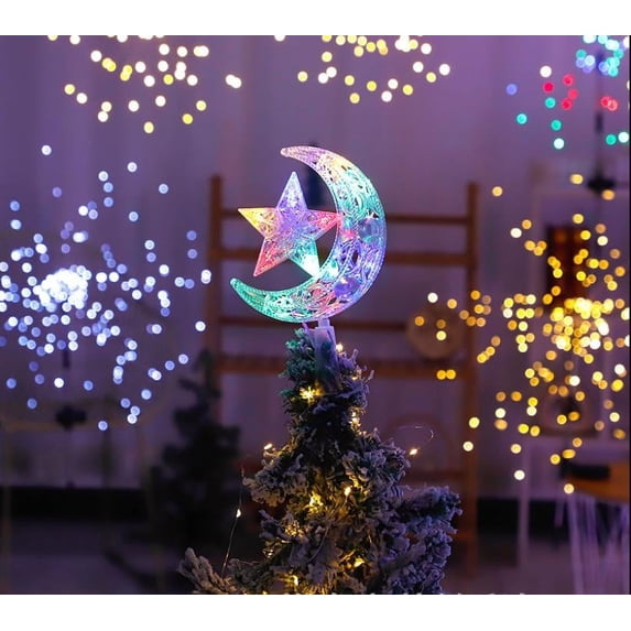 JOGZMZ Light - Up LED Colorful Star Christmas Tree Topper, Christmas Tree Decoration for Indoor Office Xmas New Year Holiday Tree Decoration