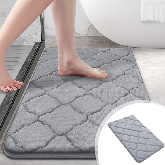 JOGZMZ Memory Foam Bath Mat Rug Ultra Soft Non Slip and Absorbent Bathroom Rug Machine Wash Dry Comfortable Thick Bath Rug Carpet for Bathroom Floor Tub and Shower Gray 16.14x24.01 in