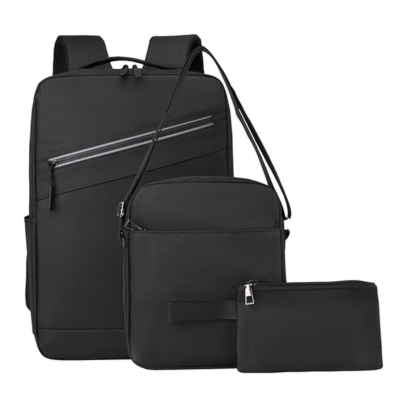 JOGZMZ Men's Business Backpack 3-Piece Set, Spliced Laptop Bag with USB Charging, Large Capacity Waterproof Office Backpack
