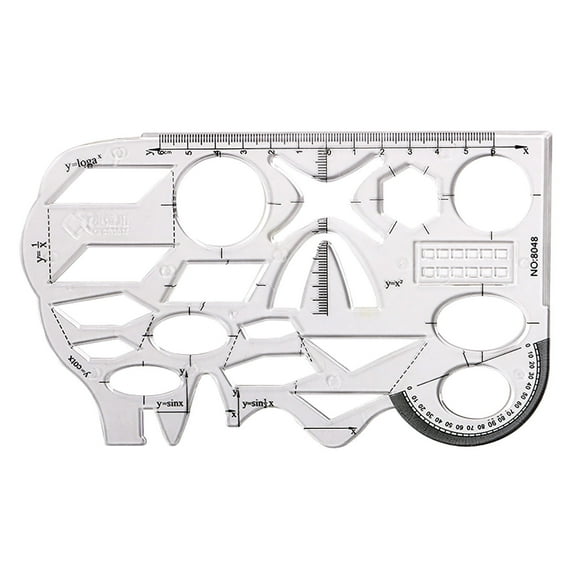 JOGZMZ Multifunctional Geometry Drawing Ruler with Function Graphs, Transparent Plastic Math Template for Precise Sketching and Drafting