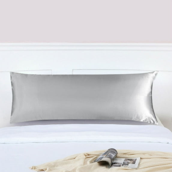 JOGZMZ Numerous Satin Silk Pillowcase Satin Silk Pillowcase Suitable for Hair and Skin Standard Size 51x137cm with Hidden Zipper Soft Breathable Glassy and Cool176 Silver 20×54in