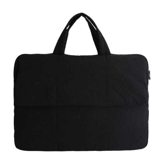 JOGZMZ Quilted Laptop Bag for Women, Lightweight Nylon Shoulder Bag with Padded Protection, Handheld Tote for Commute and Travel, Fits 14 Inch Notebook