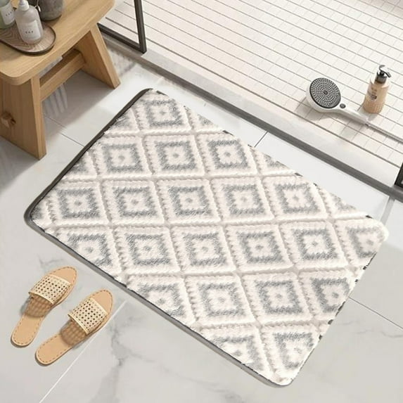 JOGZMZ Rugs Ultra Absorbent Non-Slip Memory Foam Machine Washable Soft Velvet Bath Mats Easier to Dry for Bathroom Floor Gray 15.74x23.62in