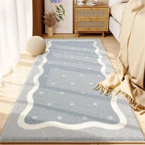 JOGZMZ Soft Bedroom Rugs Flocking Rugs for Bedroom Rugs Room Carpet Large Size Bedside Carpet Living Room Runner Rug Non Slip Modern Home Decor Gray 15.7x31.5in