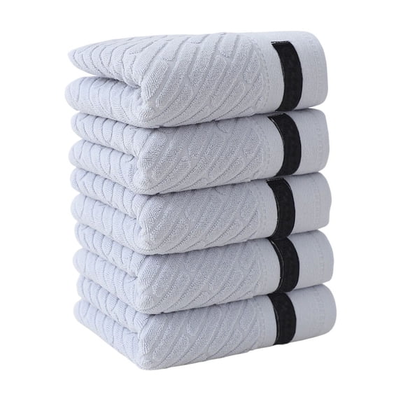 JOGZMZ Solid Color Towel Set 5-Piece, 100% Cotton Thickened Soft Absorbent Bath Towels for Home Bathroom, 28.7x13.4 Inch, Gray