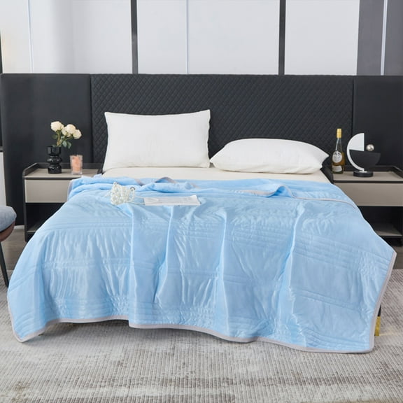 JOGZMZ Summer Cool Blanket, Solid Double Bedding Quilt for Summer Night, Queen Size Summer Comforter Breathable Bedding for All Season (60×80 Inch)