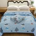 thumbnail image 1 of JOGZMZ Summer Quilt Cooling Comforter - 98% Cotton Lightweight Air Conditioner Blanket with Blue House and Tree Print - Machine Washable Bedding for Hot Sleepers 71x79 Inch, 1 of 7