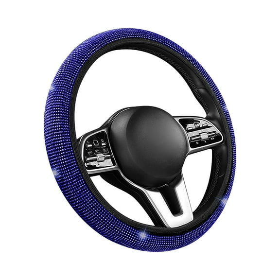 JOGZMZ Summer Steering Wheel Cover, Rhinestone Steering Wheel Cover with Crystal Diamond for Women, Sparkling Car Wheel Protector Universal Fit 14-15 Inches