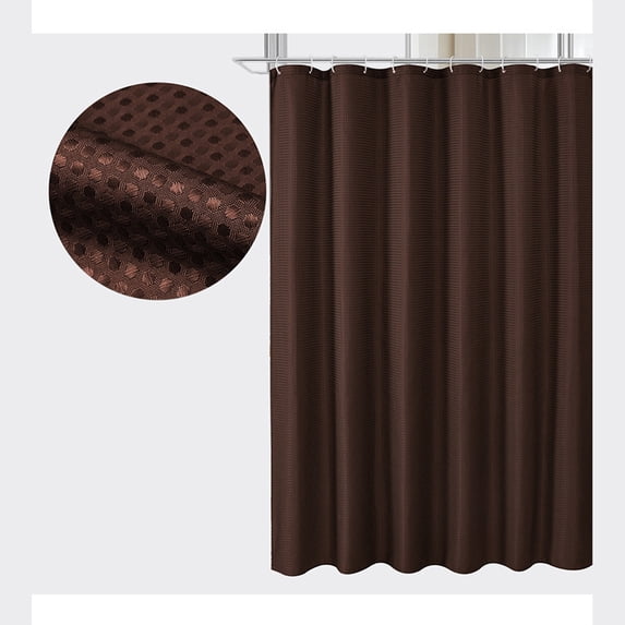 JOGZMZ Teal Fabric Shower Curtain for Bathroom Weave Heavy Duty Cloth Hotel Luxury Weighted Polyester Bath Curtain Set with 12 Plastic Hooks Brown 70.86x70.86 in