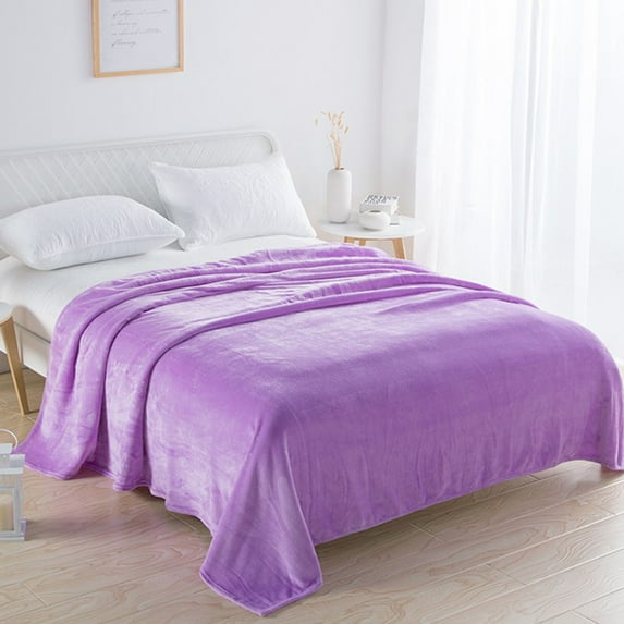 JOGZMZ All-Season Flannel Throw Blanket, Oversized Cooling & Warm Plush for Adults, Travel & Camping 60"×79" Purple