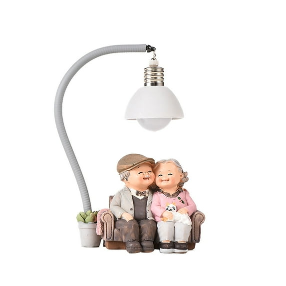 JOGZMZ Valentine's Day Gifts, Elderly Love Memorial Decoration, Wooden Lovers Stay Together and Present a Gift, Sweet Old Couple Ornaments for Couples to Show Love