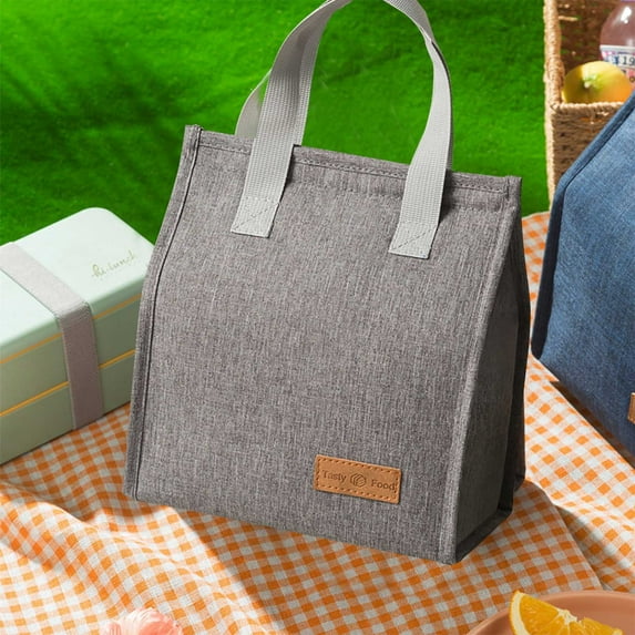 JOGZMZ Vertical Insulated Lunch Tote, Cationic Fabric Thermal Food Carrier with Large Capacity, Minimalist Bento Bag for Commuting