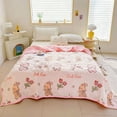 thumbnail image 1 of JOGZMZ Washable Cotton Summer Quilt with Rose Rabbit Bear Print - Breathable Air Conditioning Blanket for Bed, Couch, or Travel - Lightweight Machine Washable Nap Comforter 71x79 Inch, 1 of 6