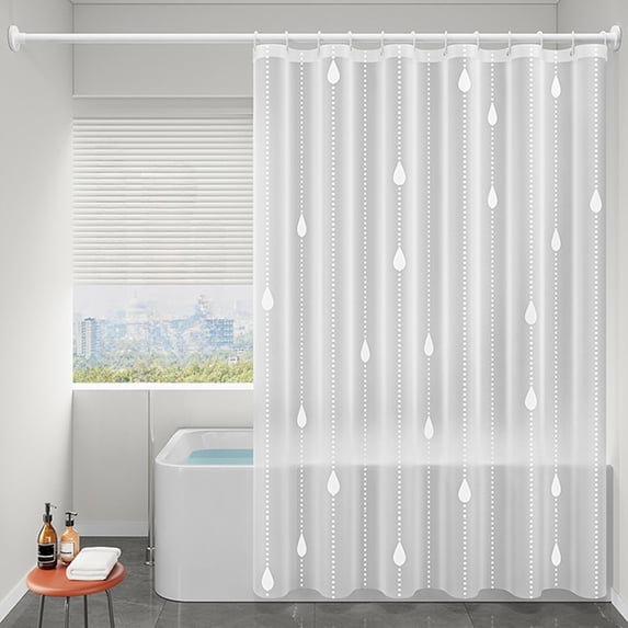 JOGZMZ White PEVA Shower Curtain, Waterproof & Mildew-Resistant Bathroom Liner, 48x72 Inch, No-Punch Hooks & Quick-Dry Fabric