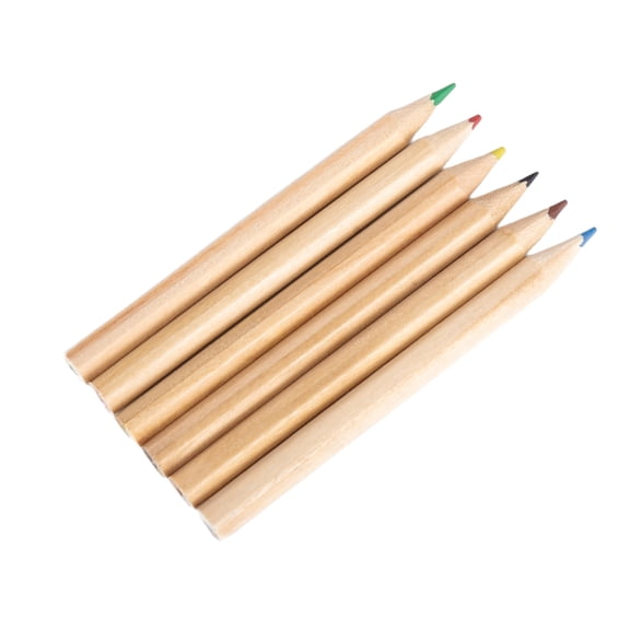 JOGZMZ Wooden Color Pencils Set, 6 Short Hexagonal Pencils, Non-Toxic for Drawing – Portable Sketching Tool, Basic Colors, Safe Art Supplies