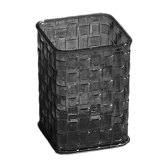 JOGZMZ Woven Texture Square Storage Box, Clear Plastic Pen Holder for Desk, Desktop Organizer for Stationery and Cosmetics