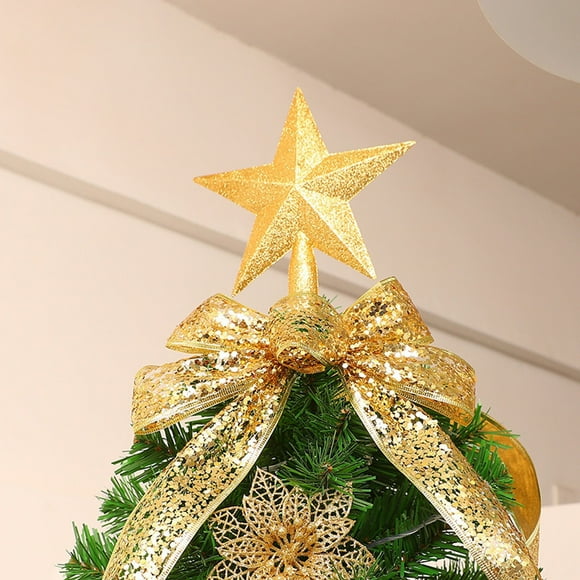 JOGZMZ Yellow Star Christmas Tree Topper, 5.9 in, Christmas Tree Decoration for Indoor Office Xmas New Year Holiday Tree Decoration