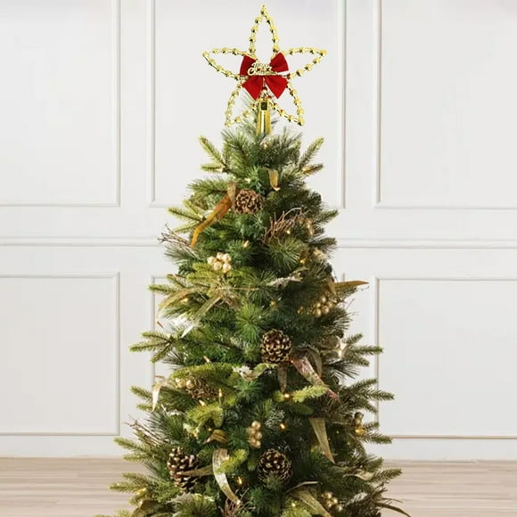 JOGZMZ Yellow Star Christmas Tree Topper, 7.1 in, Christmas Tree Decoration for Indoor Office Xmas New Year Holiday Tree Decoration