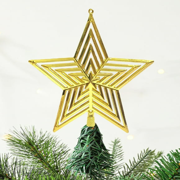 JOGZMZ Yellow Star Christmas Tree Topper, 7.3 in, Christmas Tree Decoration for Indoor Office Xmas New Year Holiday Tree Decoration