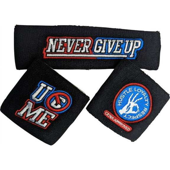 JOHN CENA Black Headband Wristbands Set WWE