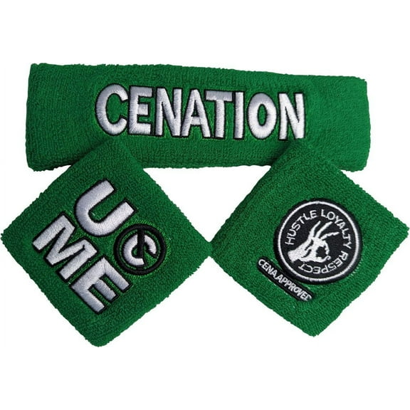 JOHN CENA Green Headband Wristbands Set WWE