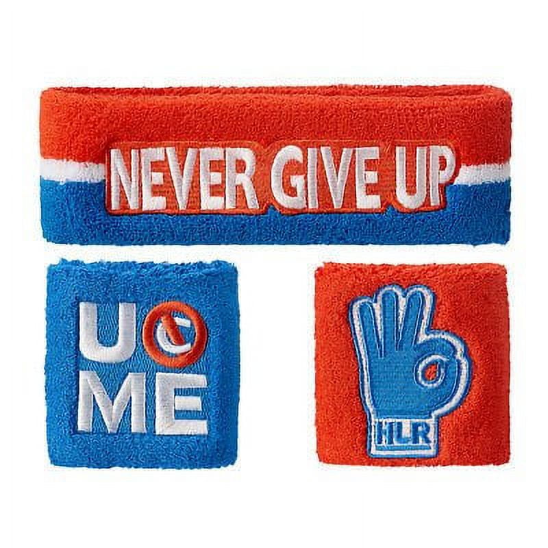 JOHN CENA Red White Blue Never Give Up Headband Wristbands Set