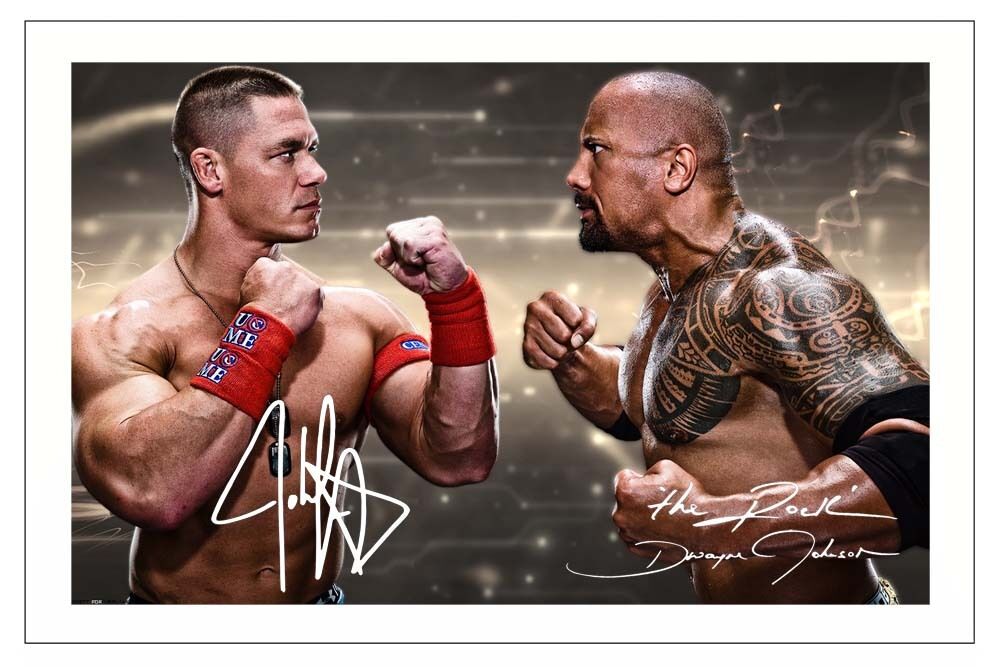 JOHN CENA & THE ROCK WWE WRESTLING SIGNED Photo PRINT AUTOGRAPH