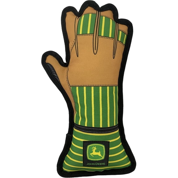 JOHN DEERE DOG TUG TOY WORK GLOVE Shaped with inner Squeaker TOUGH STURDY TOY