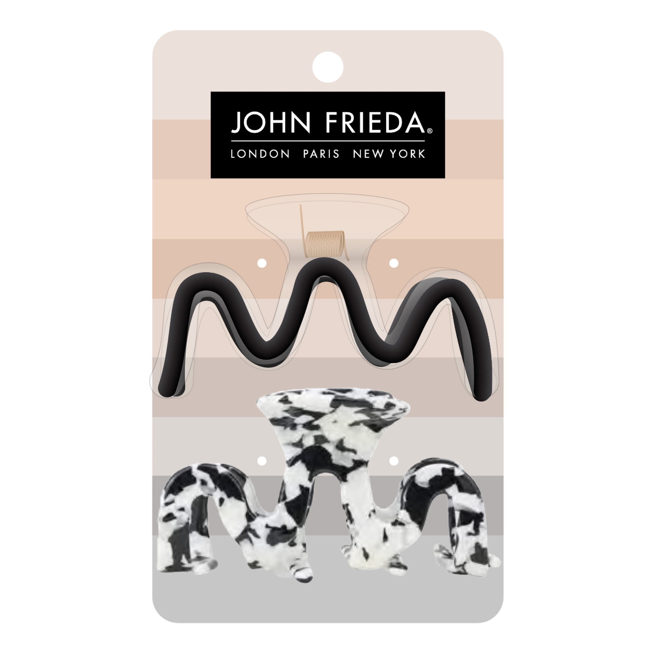 John Frieda Wavy Claw Hair Clips for All Hair Types in Assorted Colors, 2 Pack