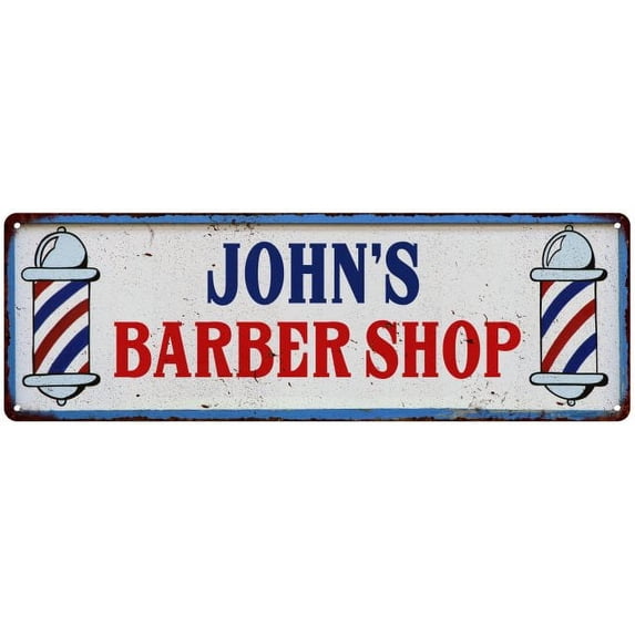JOHN'S Barber Shop Hair Salon Metal Sign Retro 6x18 106180031263