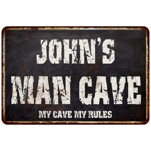 JOHN'S Man Cave Black Grunge Sign Home Decor Gift Cave Funny 108120004073