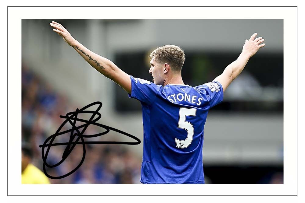 JOHN STONES EVERTON SIGNED AUTOGRAPH Photo PRINT SOCCER