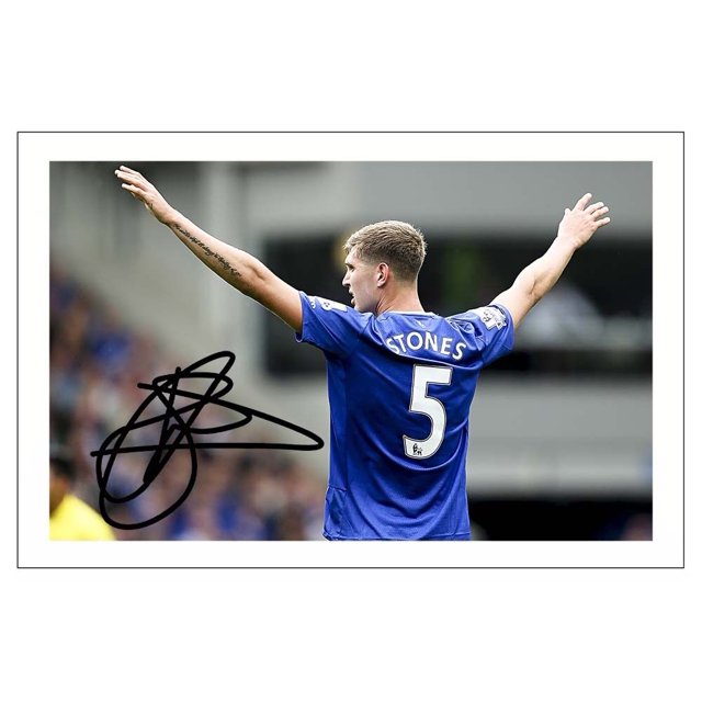 JOHN STONES EVERTON SIGNED AUTOGRAPH Photo PRINT SOCCER