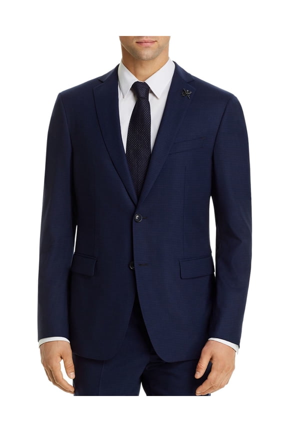 Mens Bleecker Navy Single Breasted, Stretch Suit Jacket 40R