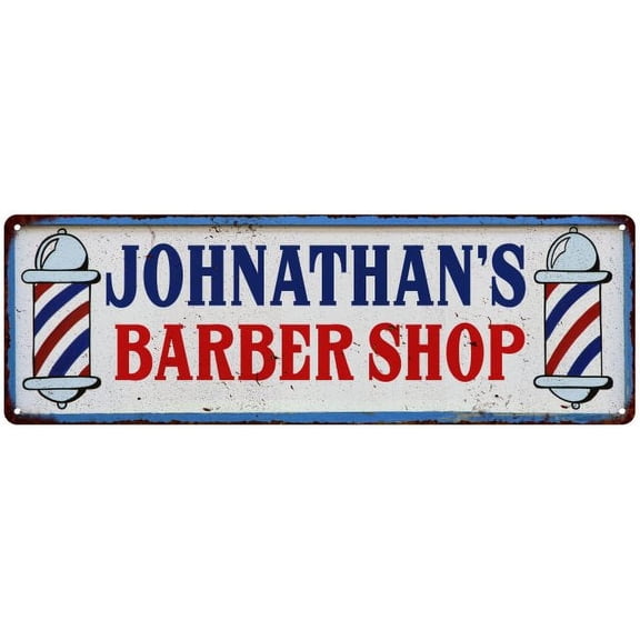 JOHNATHAN'S Barber Shop Hair Salon Vintage Look Metal Sign Retro 206180031260
