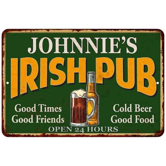 JOHNNIE'S Irish Pub Beer Metal Sign Bar Decor 8x12 108120013276