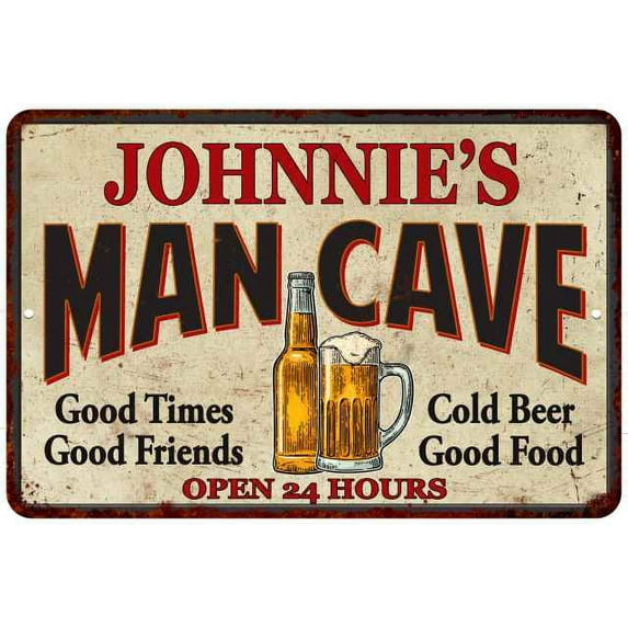 JOHNNIE'S Man Cave Metal Sign Wall Decor Gift 8x12 108120011276