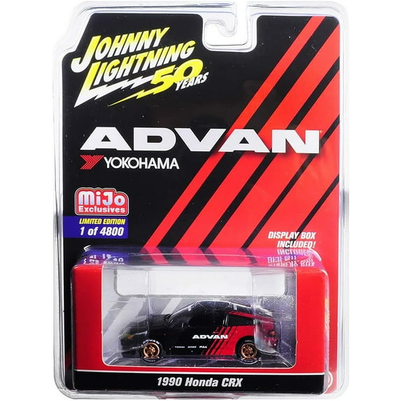 JOHNNY LIGHTNING 1:64 50TH ANNIVERSARY - ADVAN YOKOHAMA - 1990 HONDA CRX (BLACK/RED) JLCP7215