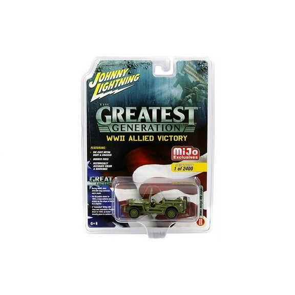 JOHNNY LIGHTNING 1:64 MIJO THE GREATEST GENERATION WWII ALLIED VICTORY - JEEP WILLYS MILITARY POLICE CONVERTIBLES JLCP7051-24