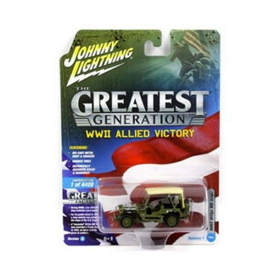 JOHNNY LIGHTNING 1:64 THE GREAT GENERATION WWII ALLIED VICTORY JEEP WILLYS JLCP7064-24