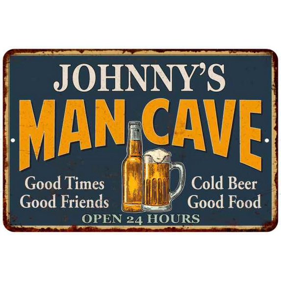 JOHNNY'S Man Cave Metal Sign Green Gift 8x12 208120012100