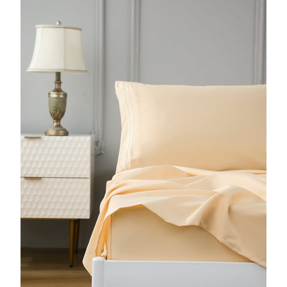 JOHNPEY 4 Pieces 18" Deep Pocket Bed Sheets for King Size Bed,Yellow,King