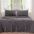thumbnail image 1 of Johnpey Modern 4 Piece Gray Solid Print Bamboo Derived Rayon Bed Sheet Sets, Full, 1 of 8