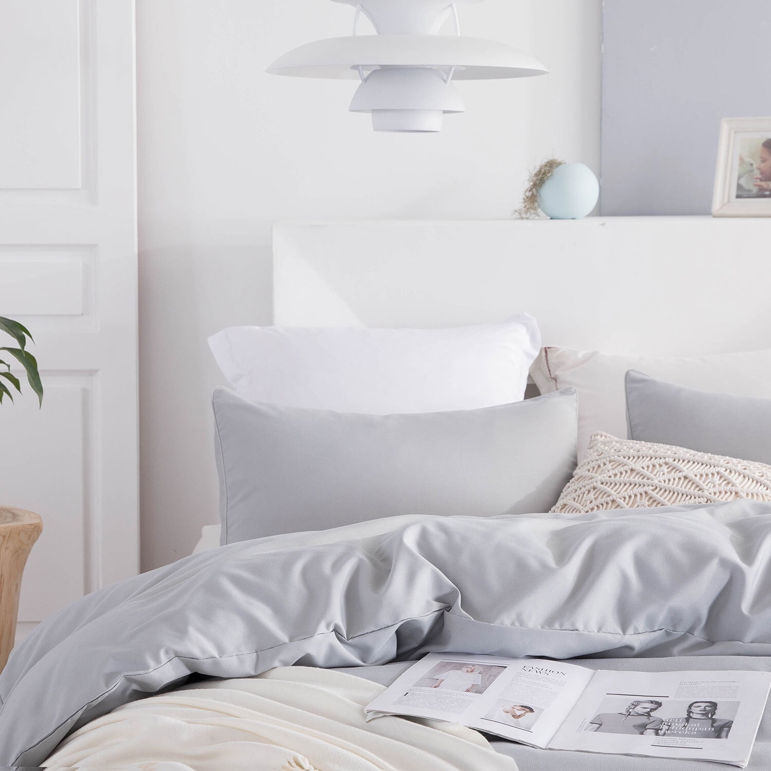 JOHNPEY All Age Duvet Cover and Pillow Shams,Soft Washed Microfiber