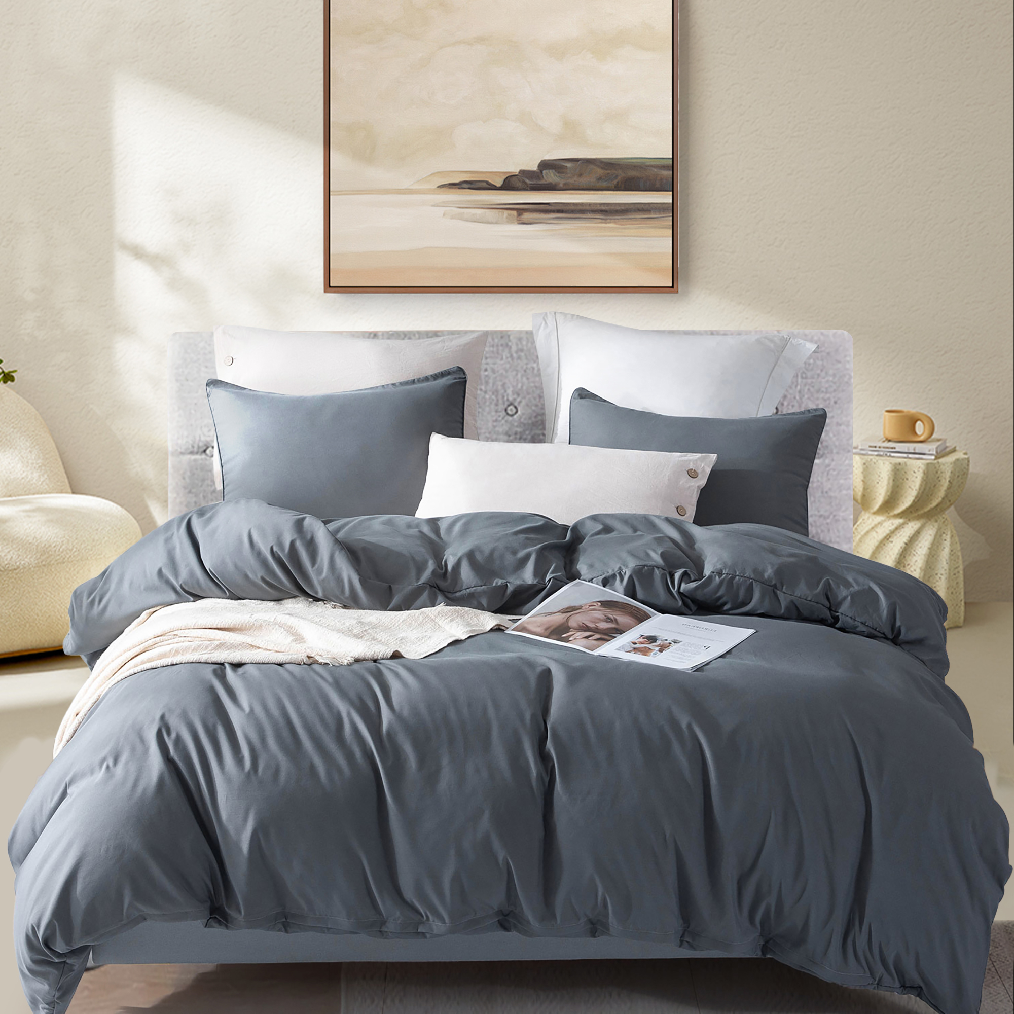 JOHNPEY Soft Washed Microfiber Bedding Set with Zipper Closure,Duvet