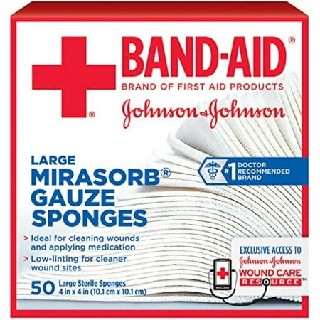 JOHNSON & JOHNSON Band-Aid Mirasorb Gauze Sponges 4 Inches X 4 Inches 50 Each (Pack of 3)