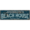 thumbnail image 1 of JOHNSON'S Beach House Blue Rustic Cabin Home Decor 8x24 Metal 108240026002, 1 of 1