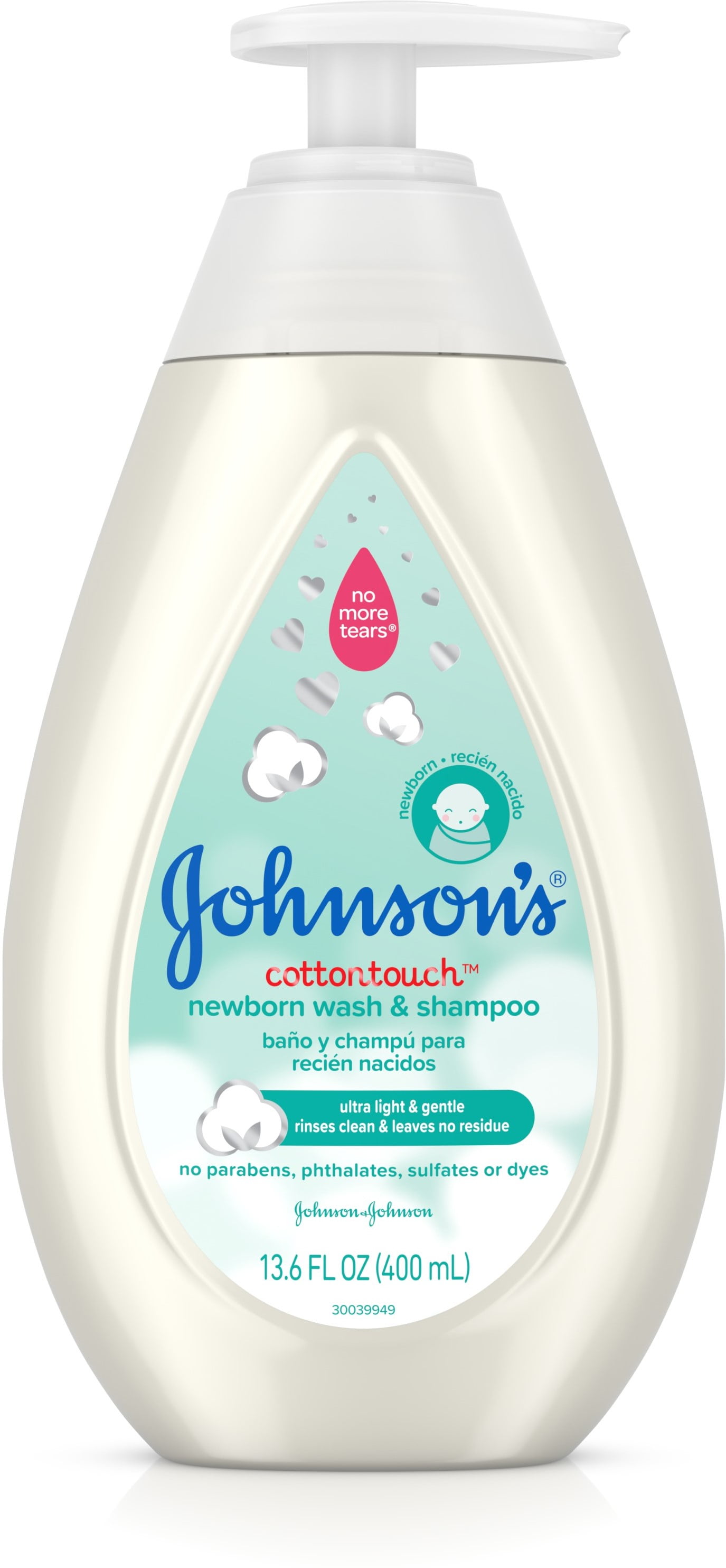 JOHNSON'S Cotton Touch Newborn Baby Wash & Shampoo, Made With Real 13.6 oz (Pack of 6)