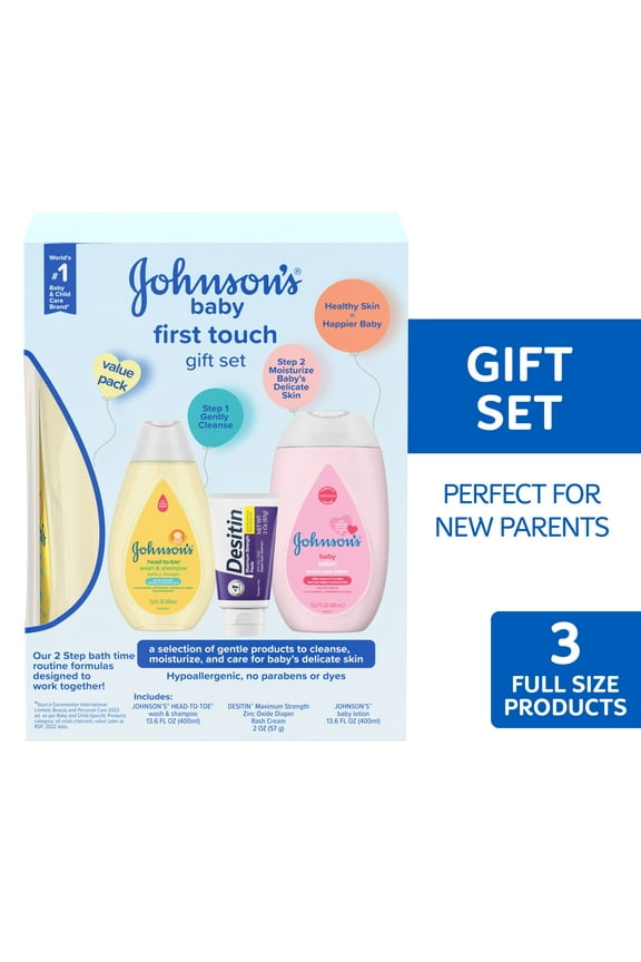 First Touch Gift Set Baby Bath & Skin Care Products, 3 Items