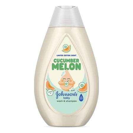 Johnson's Baby Wash & Shampoo, Cucumber Melon Scent, 13.6 fl. oz